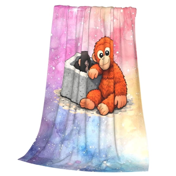 Monkey Punch Throw Blanket Cozy Plush Lightweight Warm Fuzzy Flannel Blanket Air Conditioning Blanket for Couch Sofa Bed Home Decor Gift 50x40