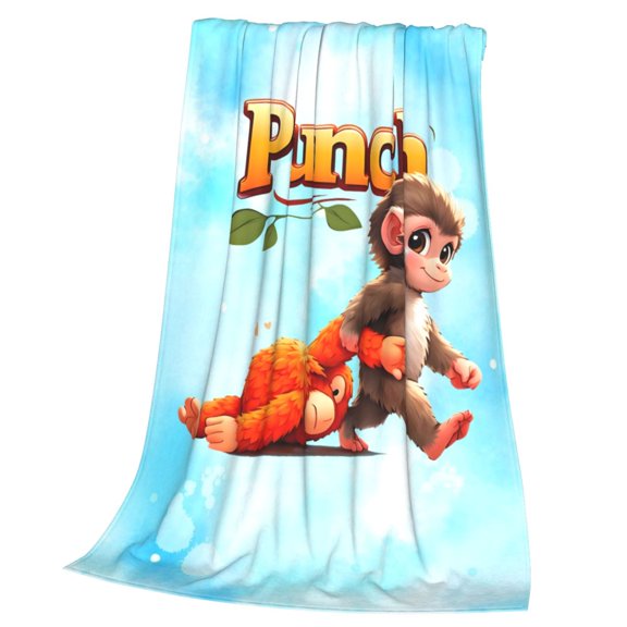 Monkey Punch Throw Blanket Cozy Plush Lightweight Warm Fuzzy Flannel Blanket Air Conditioning Blanket for Couch Sofa Bed Home Decor Gift 50x40