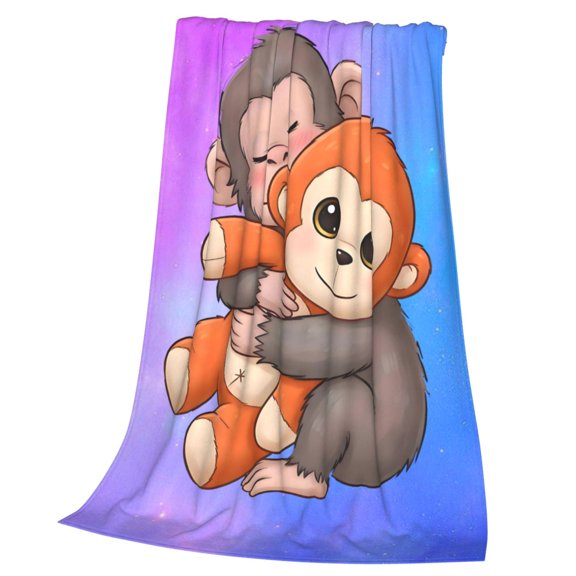 Monkey Punch Throw Blanket Cozy Plush Lightweight Warm Fuzzy Flannel Blanket Air Conditioning Blanket for Couch Sofa Bed Home Decor Gift 60x50
