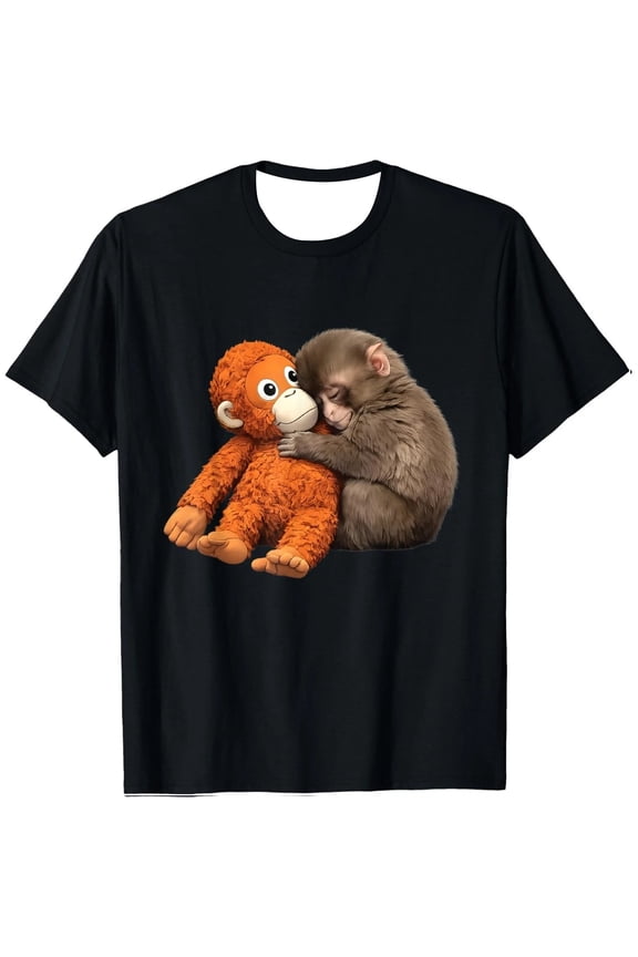 Monkey Punch with Stuffed Clothes for Animal Lovers T-Shirt Punching Graphic Tee for Women
