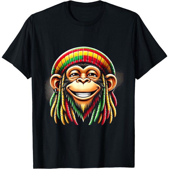 Monkey Rasta Green, Yellow, Red Animal Theme Jungle Art Monkey T-Shirt