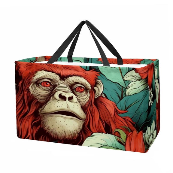 Monkey Reusable Foldable Laundry Basket Large Capacity Oxford Cloth Grocery Bags Collapsible Bucket Shopping Bag