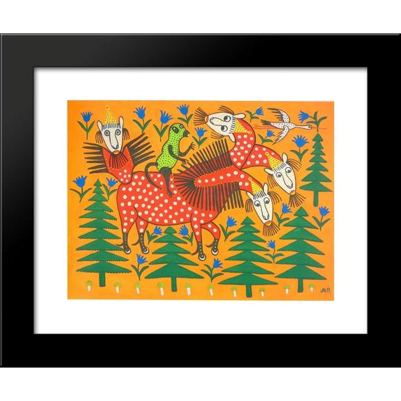 Monkey Riding a Four-Headed Beast 20x24 Framed Art Print by Primachenko, Maria