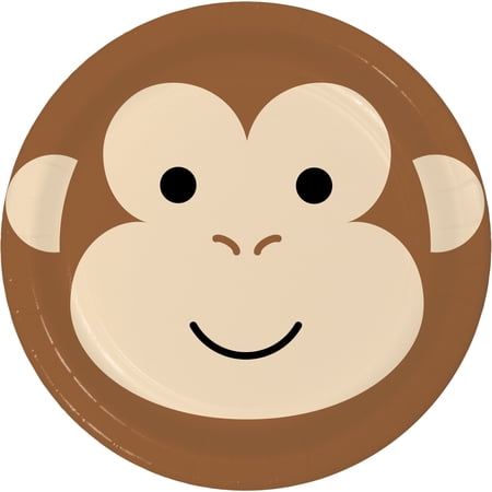 Monkey Round Paper Plates 24 Count for 24 Guests