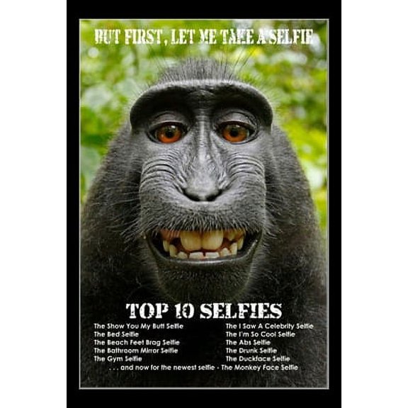 Monkey Selfie Laminated Poster Print (24 x 36)