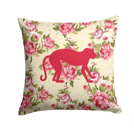 Monkey Shabby Chic Yellow Roses Fabric Decorative Pillow