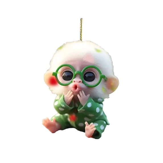Monkey-Shaped Acrylic Car Pendant Ornament with Chain for Rearview Mirror Decor