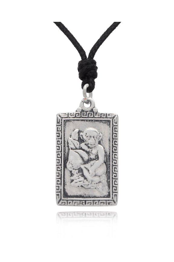 Monkey Silver Pewter Charm Rectangle Necklace Pendant Jewelry With Cotton Cord