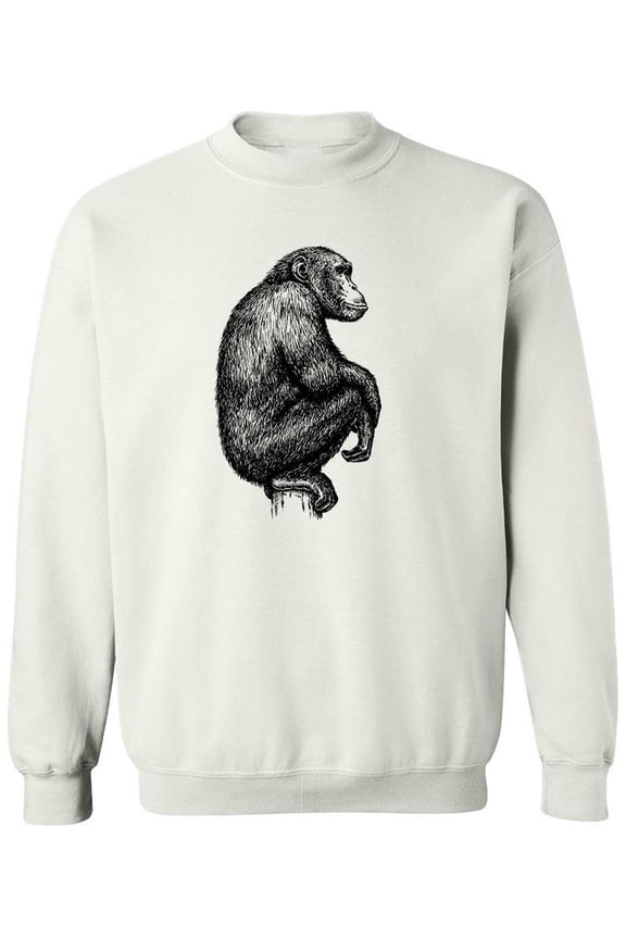 Monkey Sketch Sweatshirt Men -Image by Shutterstock, Male Large