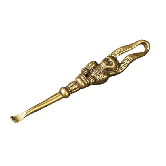 Monkey Solid Brass Statue Figure Pendant Keychain Crafts Ear Spoon Collect Gift