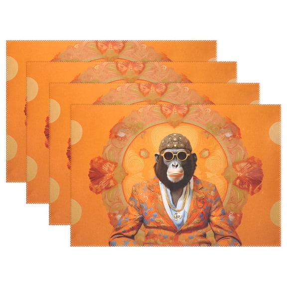 Monkey Spots Suit 12×18 inch Placemats Heat Resistant Washable Foldable Rectangular Placemats Set Decoration Indoor Outdoor for Kitchen Dining Table 1PC