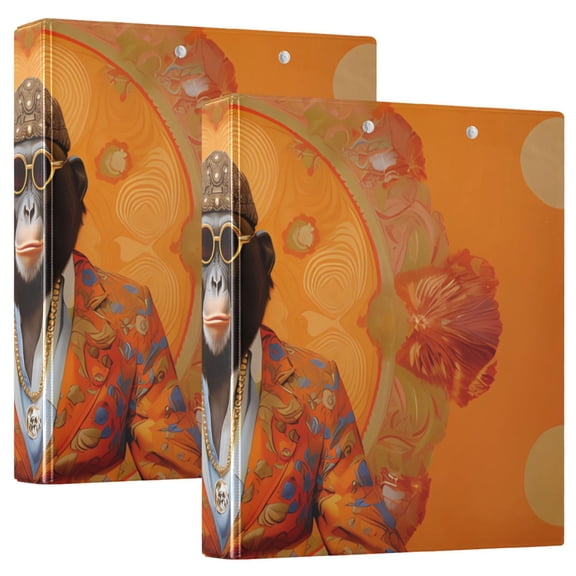 Monkey Spots Suit 3 Ring Binders 1.5 inch Hardcover File Folders with Interior Pockets A4 Size Organizer for School Office Hospital Set of 2