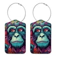 thumbnail image 1 of Monkey Square PU Leather 2 Pack Travel Tag - Bag Tag - Suitcase Tag with Privacy Cover and Stainless Steel Ring - Suitable for Travel, Backpack, and Handbag, 1 of 7