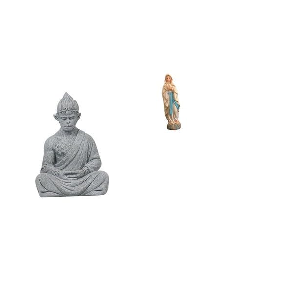 Monkey Statue Buddha Figurine Luther Ornament Sandstone Resin Material for Home Meditation Decor