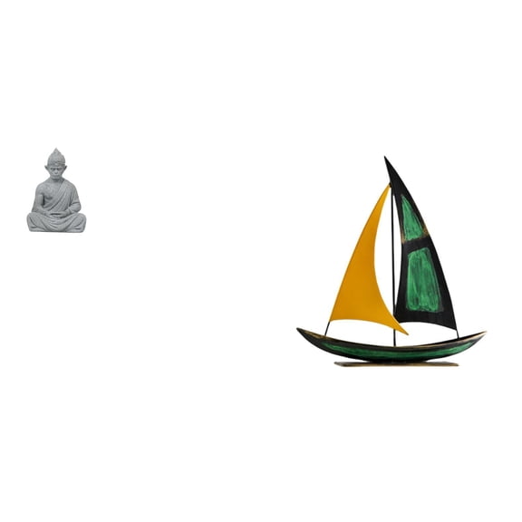 Monkey Statue Buddha Sculpture Sailboat Figurine with Sandstone Iron Material for Indoor Outdoor Meditation Spaces