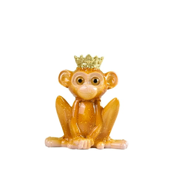 Monkey Statue for Home Decoration,Monkey Figurine for Living Room Bedroom Shelf Bookshelf Decor Accents,Cute Animal Gifts,Small Holiday Ornament,Crown Monkey
