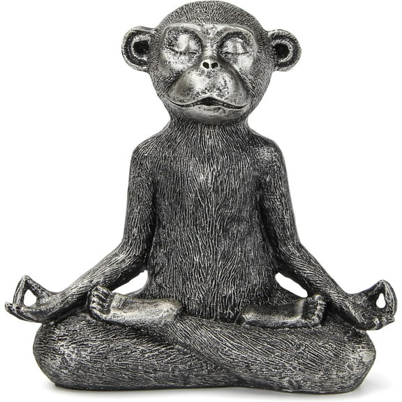 Monkey Statue for Home Decoration,Monkey Figurine Sitting in Yoga Pose for Meditation Zen Spiritual Living Room Bedroom Shelf Bookshelf Decor Accents,Cute Animal Gifts,Small Holiday Ornament