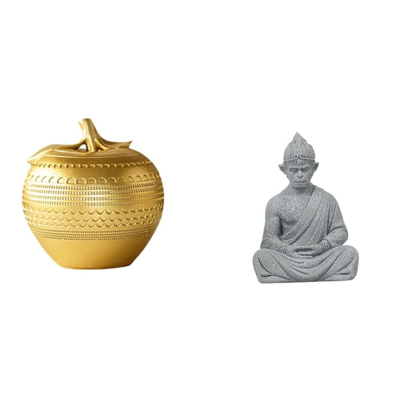 Monkey Statue Resin Decor Sculpture Fruit Home Decor Unique Sandstone Material Gift for Bedroom Office Hotel