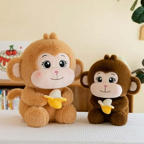 Monkey Stuffed Animal Cute Monkey Plush Soft Monkey Plushie with Banana Monkey Toy Gift for Kids(Yellow)