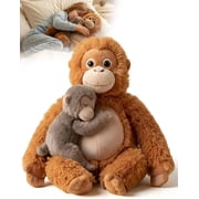 Monkey Stuffed Animal, Mama Punch Monkey Plush, Protect Stuffed Animal with Orangutan, Cute Monkey Holding Orangutan Plush, Soft Punch Orangutan Throw Pillow