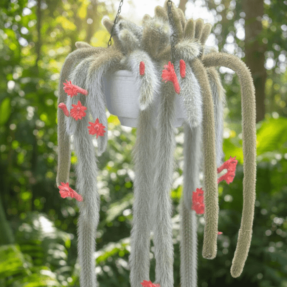 Monkey Tail Cactus Plant Live, Live Rare Succulents in 10-15 Inches Pot for Home Office Dcor, Hildewintera Colademononis