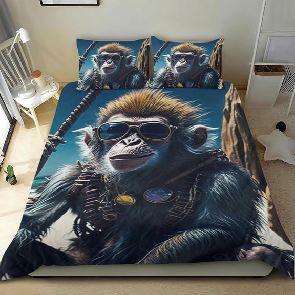 The Monkey Themed Bed Sheet Set Three Piece Set 36x75 In ches Comfortable And Skin Friendly Unique Design Creating A Star Studded Night Home Decor Gifts For Family Friends fans