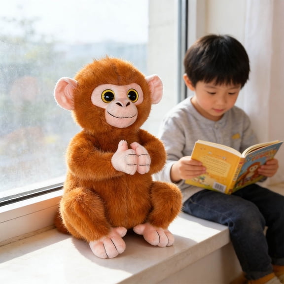 Monkey Toy for Kids Soft Stuffed Animal Ideal for Home Play and Celebrations,27 cm,Orange