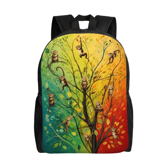 Monkey Tree Backpack Full Front Print Travel Laptop Bag for Men and Women