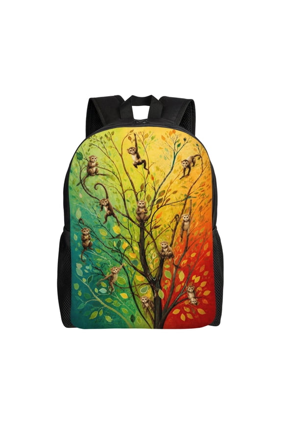 Monkey Tree Backpack Full Front Print Travel Laptop Bag for Men and Women