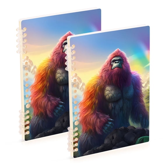 Monkey Trees and Rainbow Mountain Ring Binder Notebook Journey Note Diary College Ruled Spiral Notebook Study Loose Leaf Paper A5 60 Pages