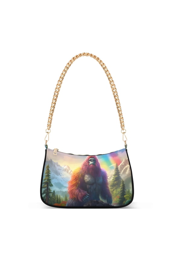 Monkey Trees and Rainbow MountainWomen Small Shoulder Bag Crossbody Tote Hobo Bags Purse Clutch Handbags with Chain Strap for Women