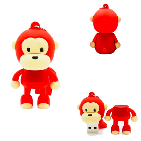 Monkey USB Flash Drive - Monkey Pen Drive - Jump Drive for Students - Fun Animal USB (Monkey - Red)