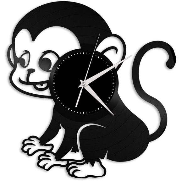 Monkey Vinyl Wall Clock,Vinyl Record Clock Wall Art Black Handmade Art Home Decorations Art Unique Gift idea