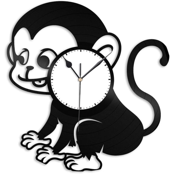 Monkey Vinyl Wall Clock,Vinyl Record Clock Wall Art Unique Room Decorations Handmade Gift