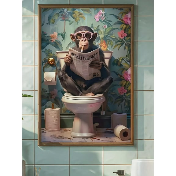 Monkey Wall Art Poster Monkey On Tet Print Poster Bathroom Poster Warm Present Vintage UNFRAMED Poster Size 8x12