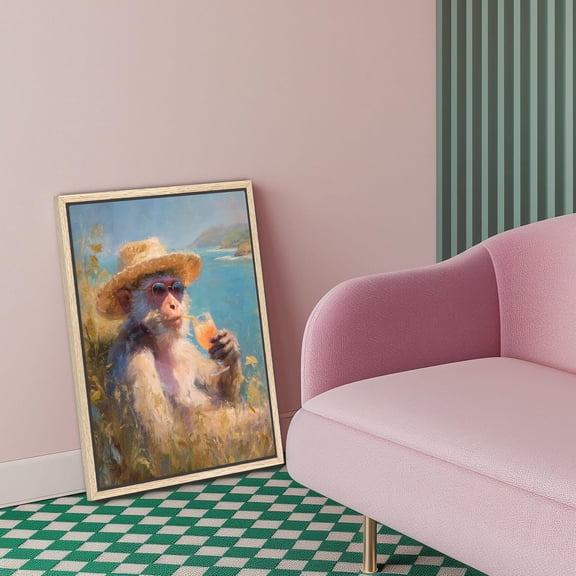 Monkey Wall Art Print: Playful Tropical Bar Decor, Poster Only