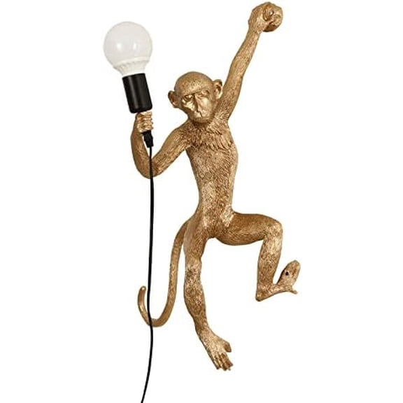 Monkey Wall Lamp, Creative Monkey Wall Light, Vintage Resin Wall Sconce, Gold E26 Animal Lighting Fixture for Dining Living Room Bedroom Office Corridor Decoration$$Tools & Hardware Other