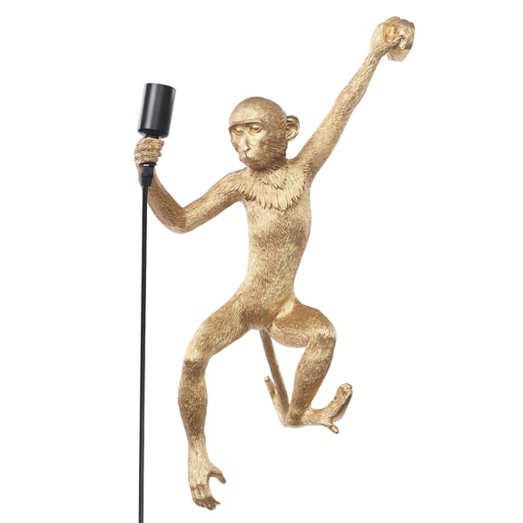 Monkey Wall Lamp, Wall Light, Monkey Light, Gold Resin Adjustable Decorative Wall Sconce, Detachable Tail, E26 Base Up to 60W,Bulb Not Included