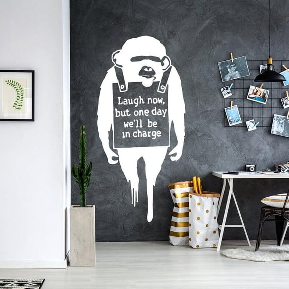 Monkey Wall Sticker Art Vinyl Street Graffiti Mural Chimp Artwork Decals Laugh Now Print Gorilla Smart Murals 57X28cm