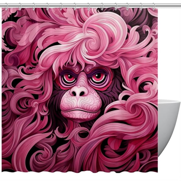 Monkey Waterproof Shower Curtain Set with Hook, Printed Bathroom Decoration - Shower Curtain Set, Shower Curtain, Curtain Set