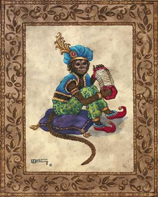 Monkey With Concertina Canvas Art - Janet Kruskamp (24 x 30)