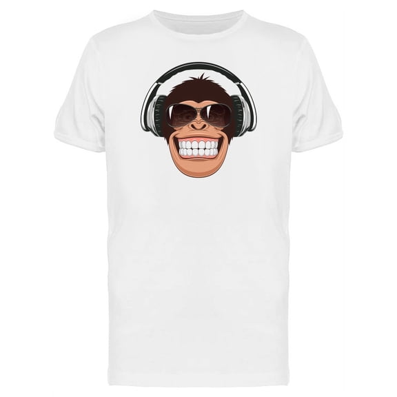 Monkey With Sunglasses & Music T-Shirt Men -Image by Shutterstock, Male Small