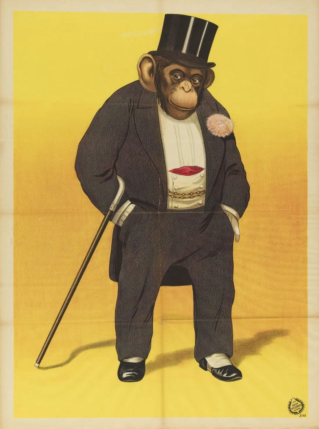 Monkey With Top Hat Canvas Art -  (36 x 54)