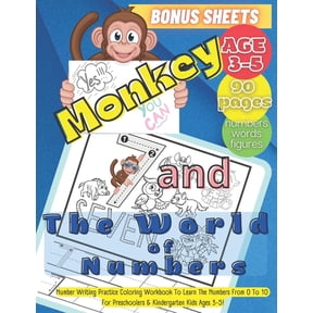 Monkey and The World of Numbers: Number Tracing Coloring Workbook for Preschoolers: Number Tracing Activity Coloring Boo, (Paperback)