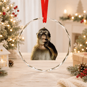 Monkey Y2K Glass Ornament Funny Thinking Monkey Meme Brainrot Gift Glass Ornament