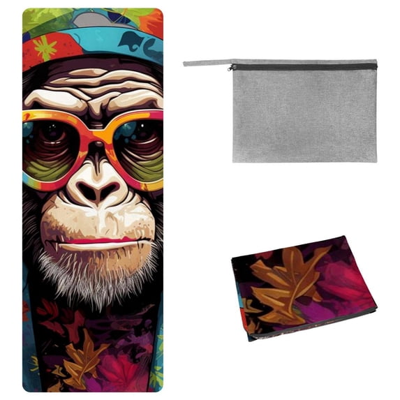 Monkey Yoga Towels with Storage Bag, 72.8"x26.8", Suitable for Yoga, Pilates, Fitness, etc.