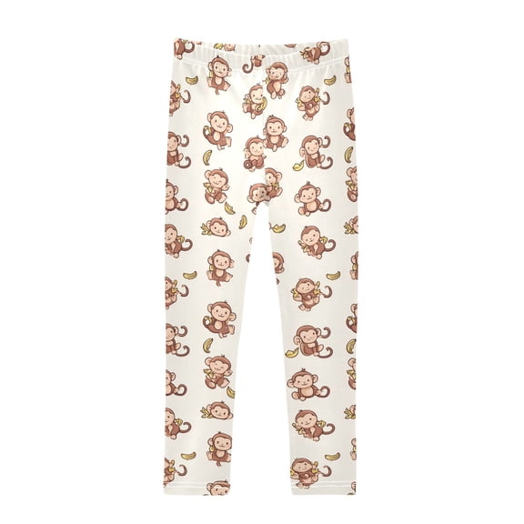 Monkey and Banana Printed Leggings Yoga Pants for in 4t to 10t