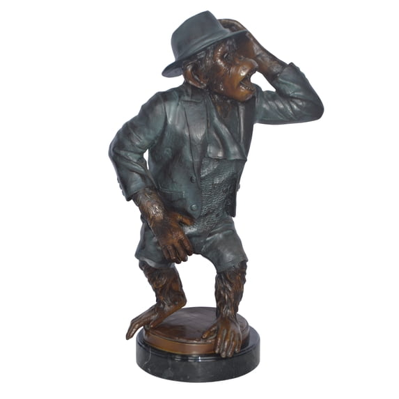 Nifao Monkey in Suit bronze statue – Home Decor Sculpture, 16"L x 10"W x 27"H