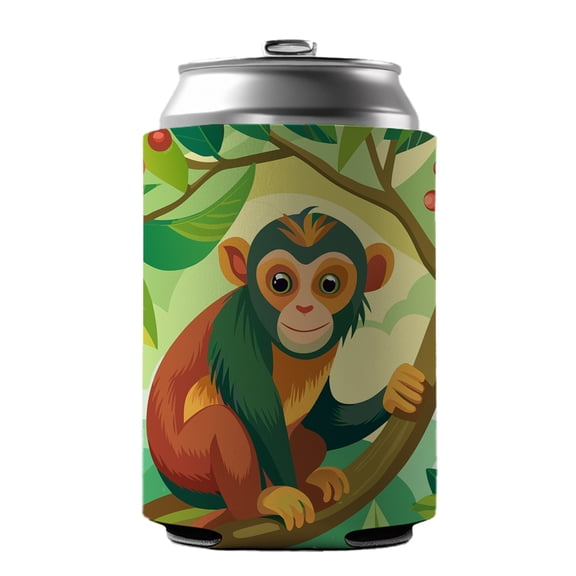 Monkey in Tree Drink Beer Soda Insulated Sleeve Holder Can Cooler Hugger
