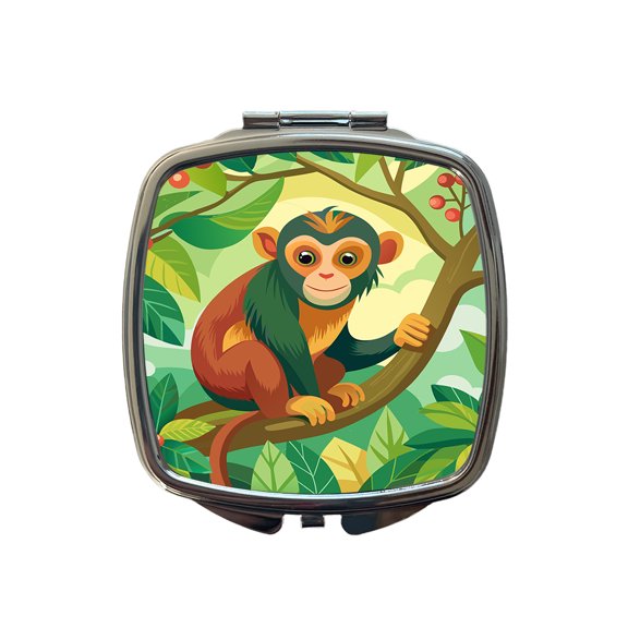 Monkey in Tree Travel Makeup Handbag Purse Small Pocket Compact Mirror